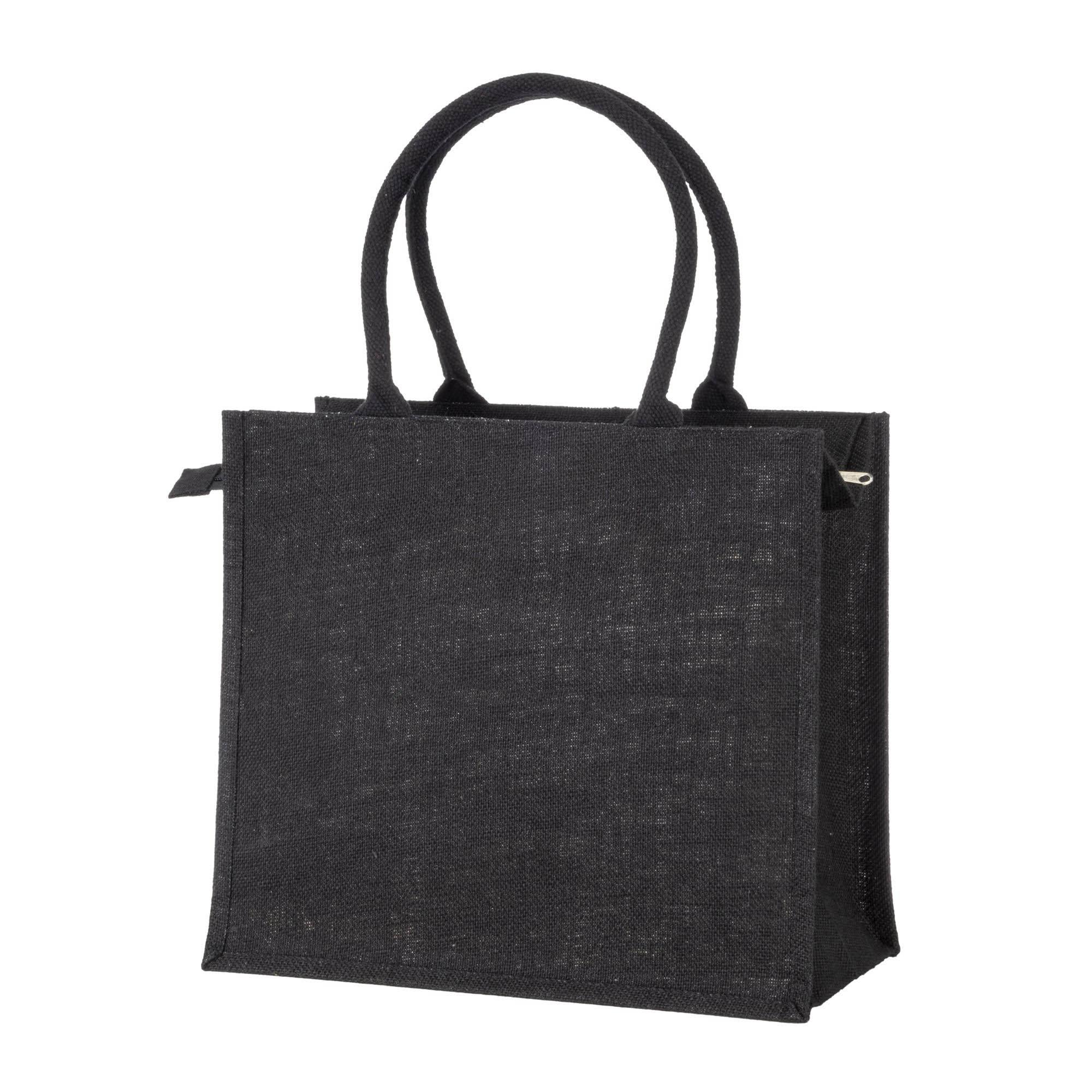Sac en jute avec poignées en coton. Fermeture à glissière Sac en jute avec poignées en coton. Fermeture à glissière